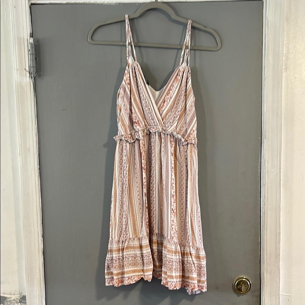 B. blue collection‎ Cream Tan Mini Sundress with Ruffled Hem Size S